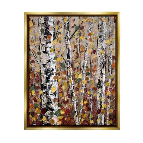 Stupell Home Decor Autumn Birch Trees Abstract Leaves Framed Wall Art