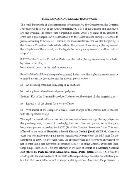 PLEA Bargaining Legal Framework Overview and Key Provisions - Studocu