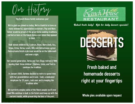 Ranch House Restaurant - Ranch House Menu