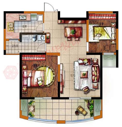 83平米时尚美式家装两室一厅户型装修效果图片 - 家居装修知识网
