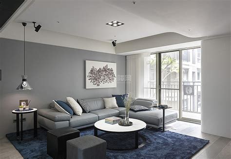黑白灰色调的现代风格客厅装修效果图 – 设计本装修效果图