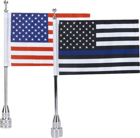 Buy 6" x 9" American Flag Blue Line American Flag 2 Chrome Adjustable ...
