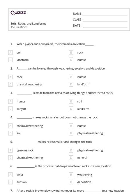 50+ soils worksheets for 4th Class on Quizizz | Free & Printable
