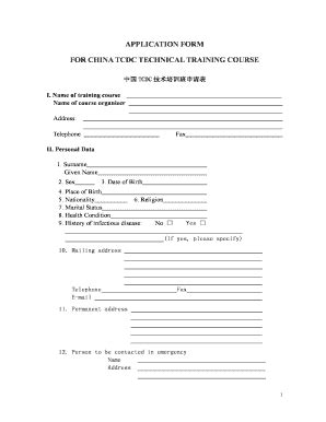 Application Form For China TCDC Technical Training Course - Cifor ...