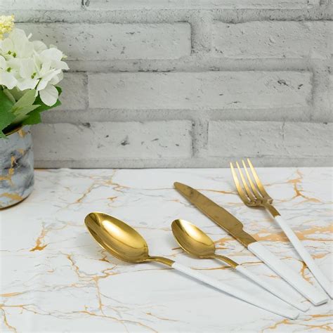 Cressida 24 Piece Stainelss Steel Cutlery Set in Classy Gift Box (Gold ...