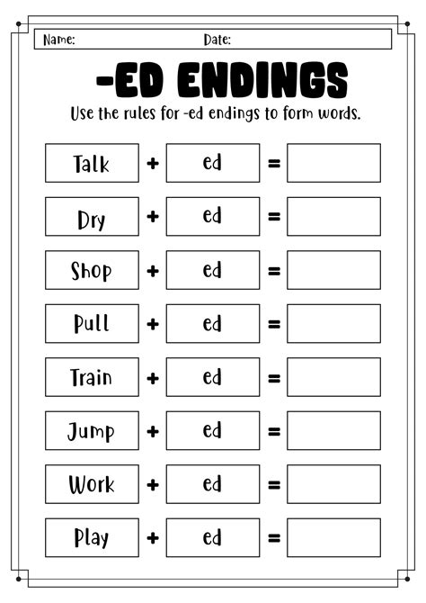 Ed And Ing Worksheets For First Grade