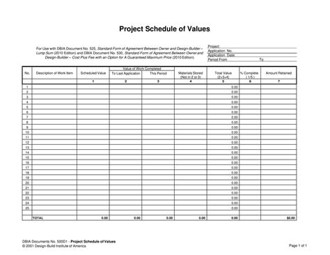 Free Printable Schedule Of Values Templates [PDF, Excel] Construction