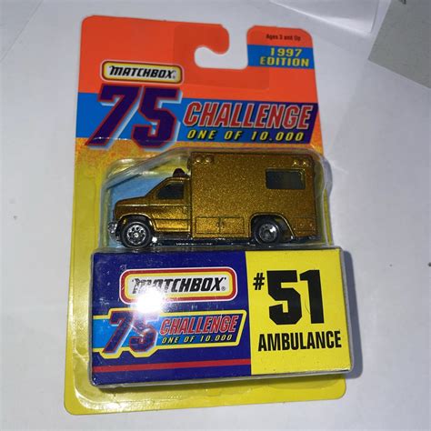 Vintage MATCHBOX 75 CHALLENGE GOLD #51 AMBULANCE 1 OF 10,000 1997 ED ...
