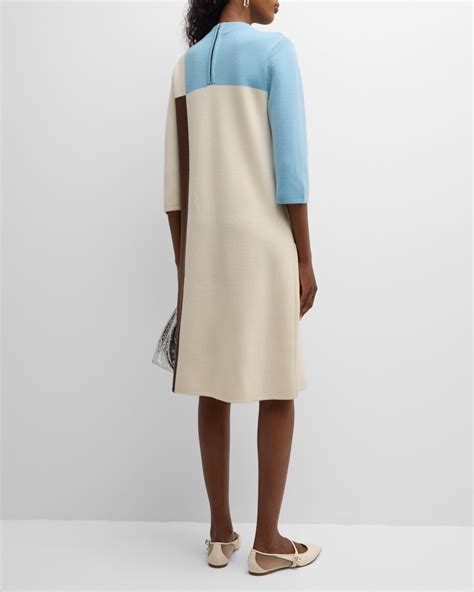 Frances Valentine Annie Colorblock Mock-Neck Midi Sweater Dress ...