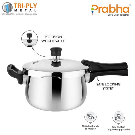 Stainless Steel Tri-Ply Kalash Pressure Cooker For Home & Kitchen – Prabha