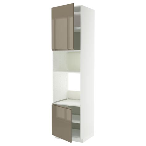 METOD high cabinet f built-in appliances, white/Voxtorp high-gloss dark ...