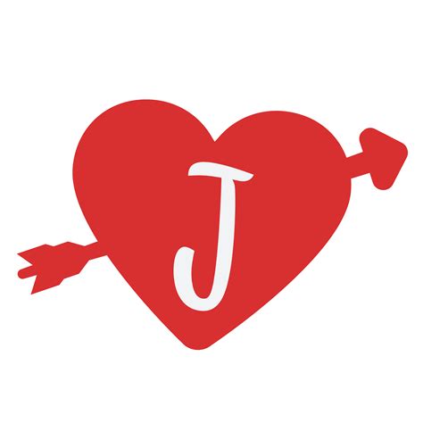 Red Heart with Letter J | Valentine's Day