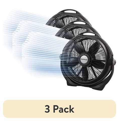 (3 pack) Lasko Wind Machine 20" 3-Speed Air Circulator Floor Fan, Black ...
