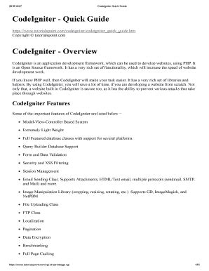 Fillable Online CodeIgniter Quick Guide CodeIgniter Overview Fax Email ...