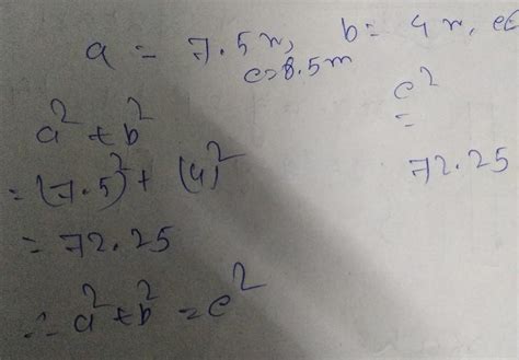The side of the triangle are of length 7.5m, 4m and 8.5m.Is this ...