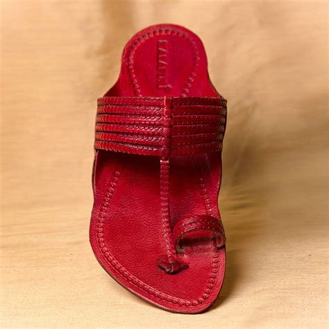 Men's Genuine Leather Kolhapuri Chappal - Bold Red Heritage – Kalapuri