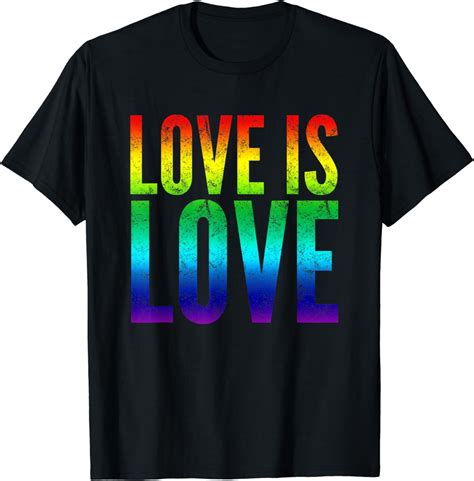 Gay Pride Tee shirt Love is Love Rainbow Flag Colors - Walmart.com