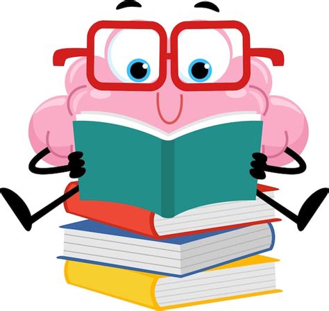 Premium Vector | Smart Brain Cartoon Character Reading Book