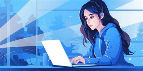 Young girl working in laptop flat illustration | Premium AI-generated image