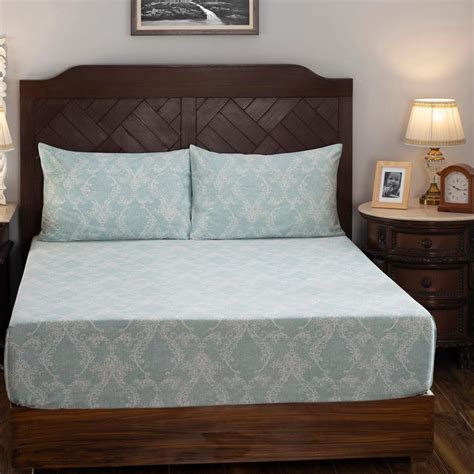 Buy Nostalgic Attire Blue Printed Cotton Super King Bedsheet Set ...