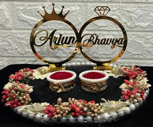 Mridang Customize Engagement Ring platter with beautiful Floral work ...
