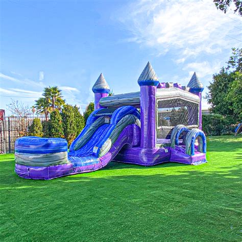 XJUMP Purplish Castle Commercial Grade Bounce House Water Slide (with ...