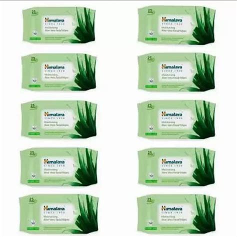 HIMALAYA HERBAL pack of 10 -MOISTURIZING ALOE VERA FACIAL WIPES 200 ...