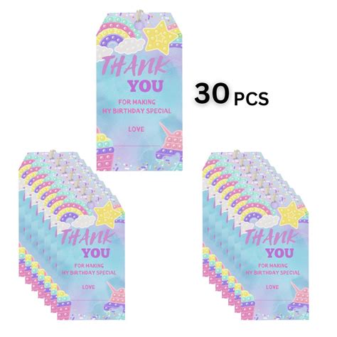Pop It Theme Birthday Favour Tags (2 x 3.5 inches/250 GSM Cardstock/Mu ...