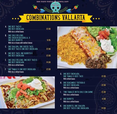 Menu at Vallarta Mexican Restaurant, Century