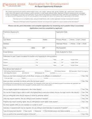 Knife River Application for Employment - Fill and Sign Printable ...