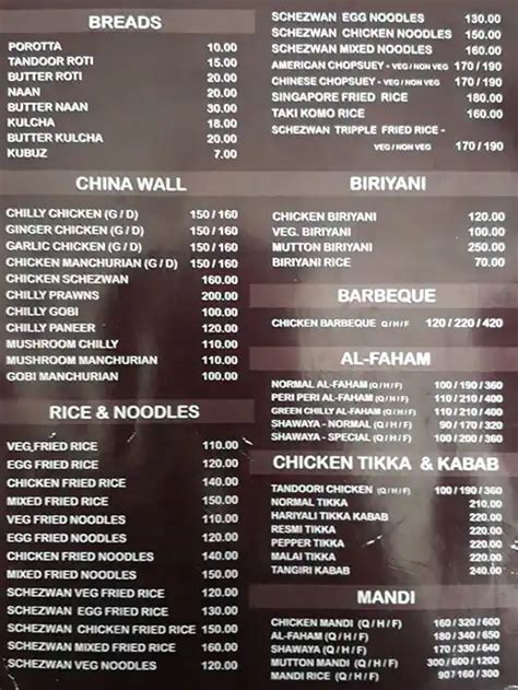 Menu at Castle Restaurant, Bengaluru, 11/7