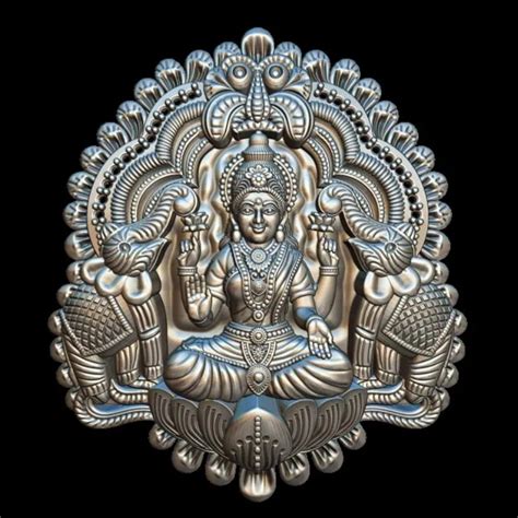 Gajalaxmi 3D Model STL File Download - Divine Pendant Design