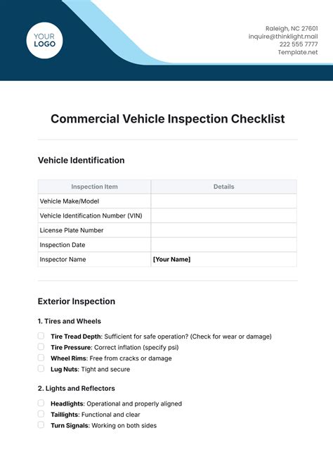 Free Vehicle Inspection Checklist Templates, Editable and Printable