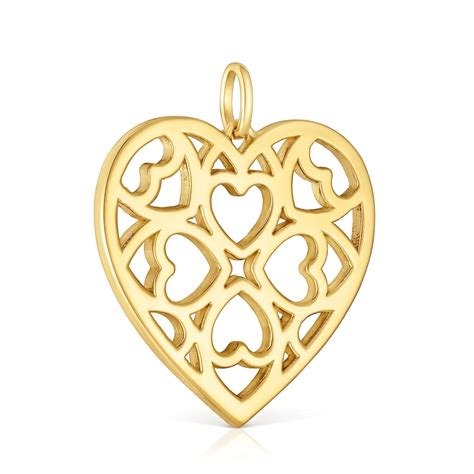 18kt gold plating over silver heart Pendant Medallions | TOUS