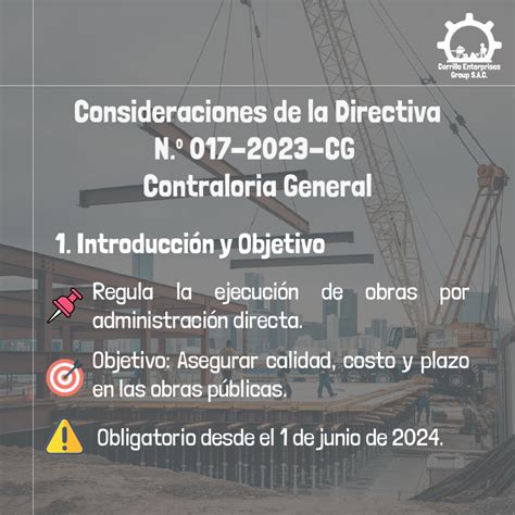 📢 Nueva Directiva 017-2023-CG: Regulación para la Ejecución de Obras ...
