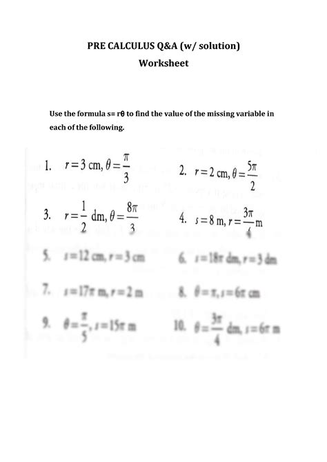 Image result for Free Precalculus Lessons and Worksheets