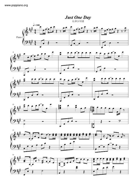 BTS-Just One Day Sheet Music pdf, -ジャスト・ワン・デイ 악보 - Free Score Download ★