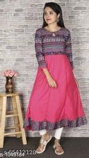fcity.in - Women Printed Crepe Anarkali Kurti / Women Crepe Flared Printed