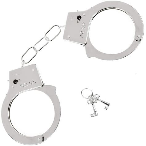 Metal Handcuffs with Keys - Toy Police Costume Prop Accessories Metal ...
