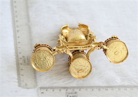 Antique gold tone kemp-green Radhe-Krishna designer kumkum box dj-3636 ...