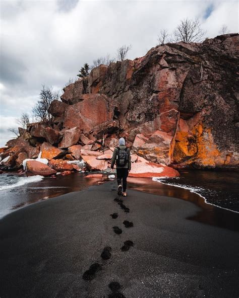 Black Beach, Silver Bay Minnesota | Black sand beach iceland, Black ...