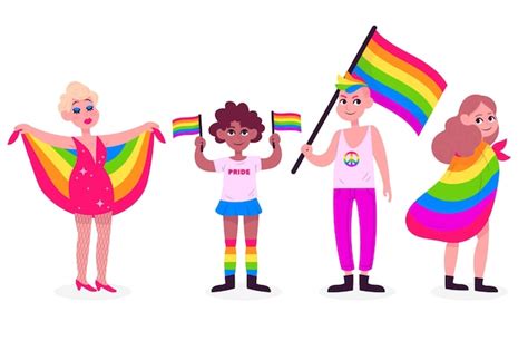 Happy people celebrating pride day set | Free Vector