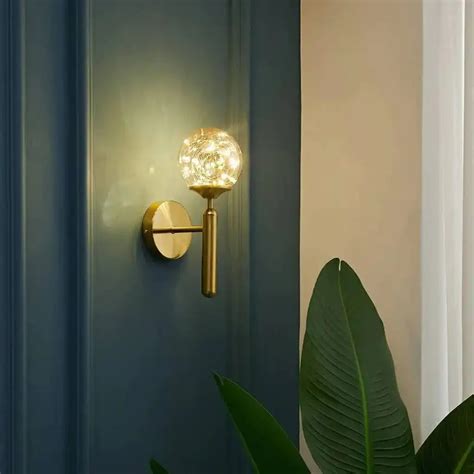 HDC Gold Finish 1 Head Fairy Glass Ball Light Wall Lamp For Living Roo