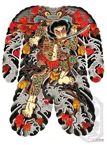 男性后满背彩色传统纹身日本神话人物风神雷神纹身图片(图片编号:202305)_纹身图片 - 刺青会