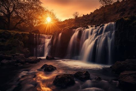 Waterfall Sunset 的图像结果