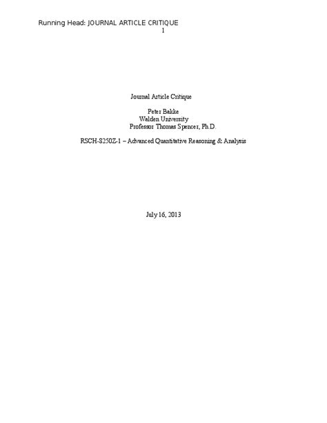 Image result for Article Critique Example APA