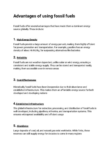 Fossil Energy Advantages