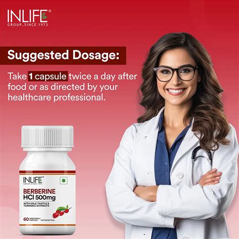 Inlife Berberine Supplement with HCl 500mg, Milk Thistle, Turmeric 60 ...