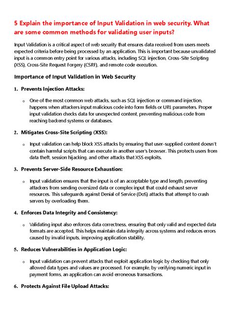 SCT Unit-3 Q&A important - 5 Explain the importance of Input Validation ...