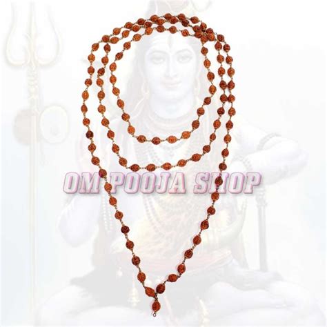 10mm Five Mukhi Natural Java Rudraksha Mala in Copper Cap